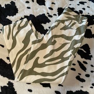 Green zebra print jeans